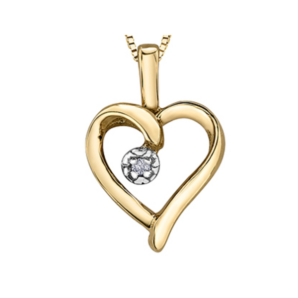 10K Yellow Gold .01ct Diamond Heart Pendant on Chain