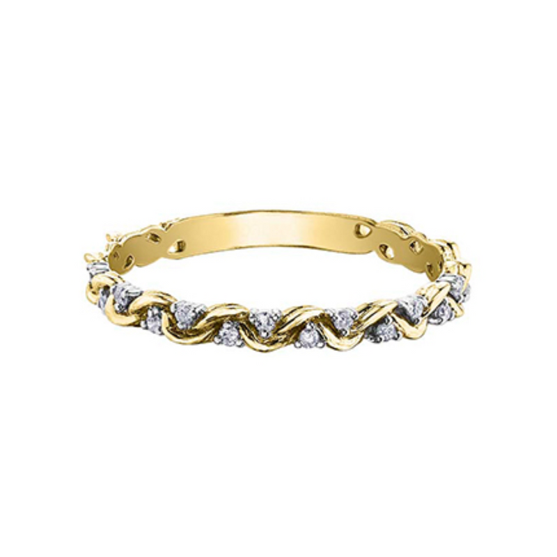 10K Yellow Gold Chi Chi Barbed Wire .07ctw Diamond Ring