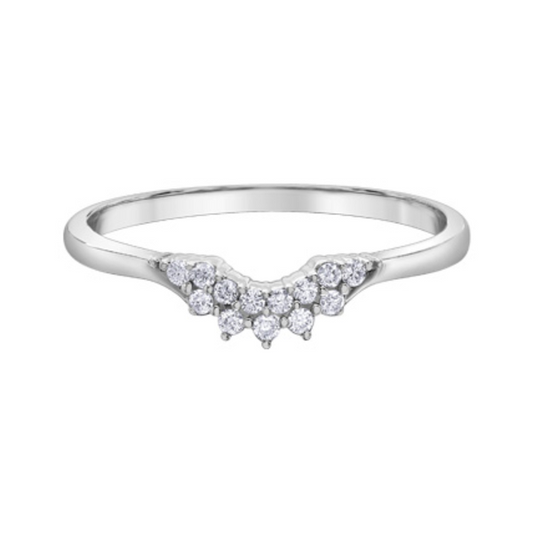 14K White Gold .104ctw Diamond Curved Band
