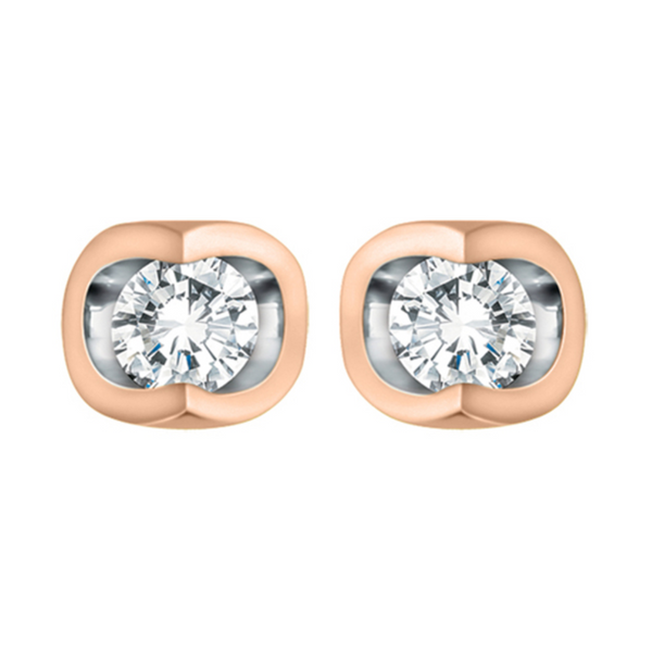 10K Rose Gold .06ctw Diamond Mezza Luna Studs
