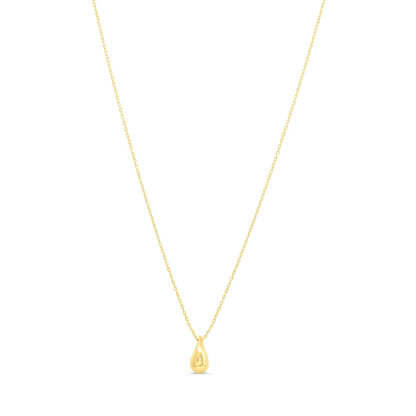 10K Yellow Gold 16/18" Small B-Drop Pendant on Chain