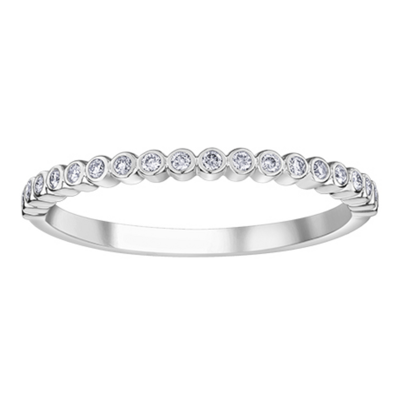 10K White Gold .12ctw Diamond Mini Bezels Chi Chi Ring