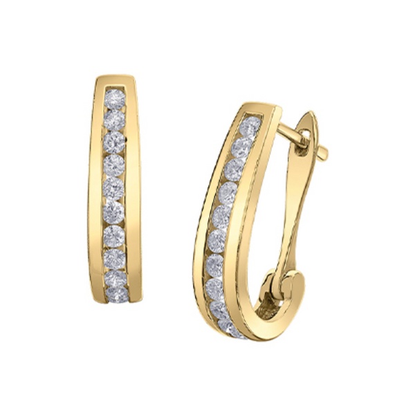 10K Yellow Gold .75ctw Diamond Leverback Earrings