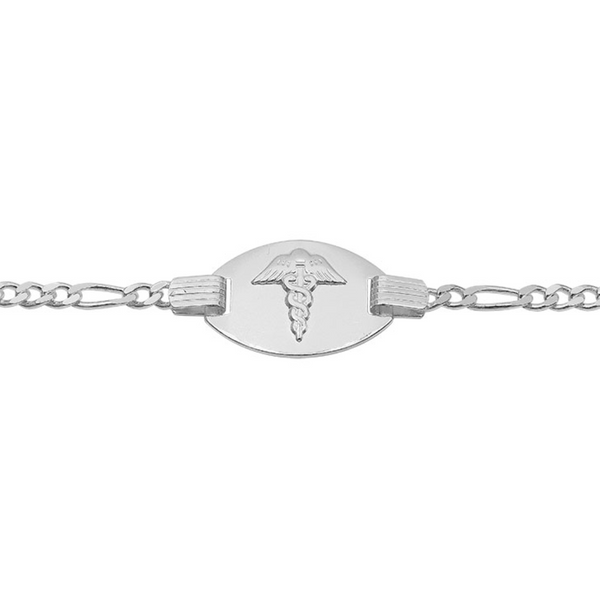 Sterling Silver 8.5" Figaro Link Medic Alert Bracelet