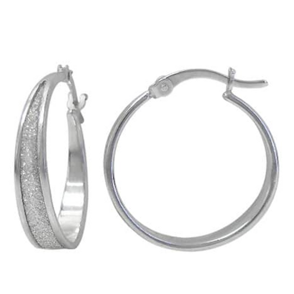 Sterling Silver Hoop Earrings with Stardust Finish