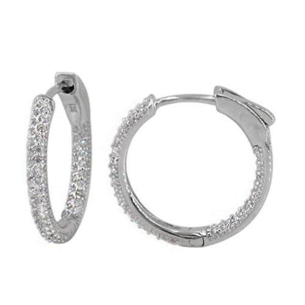 Sterling Silver 3x20mm Cubic Zirconia Inside out Hoops