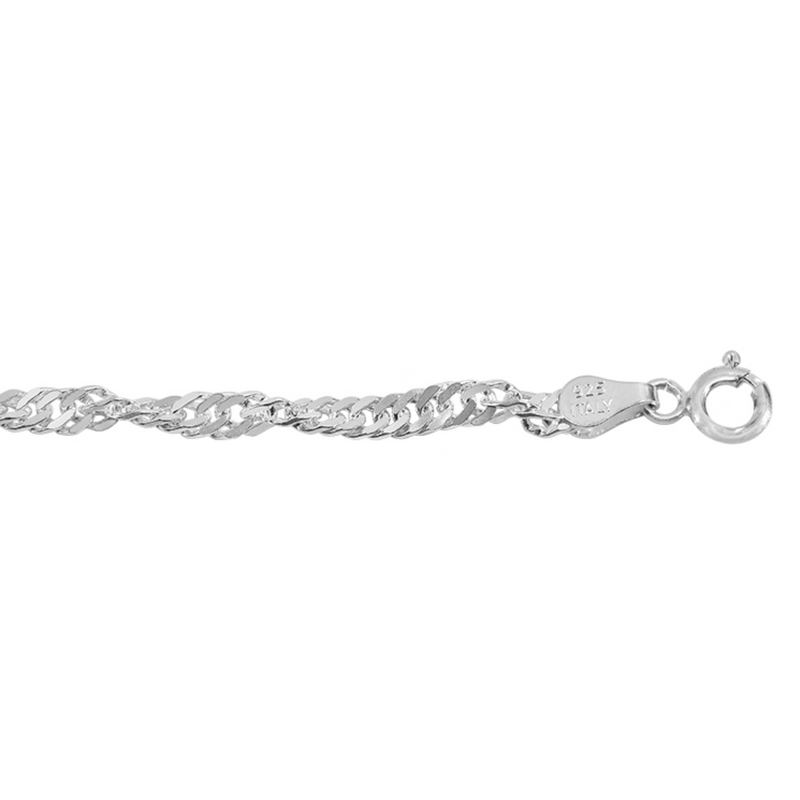 Sterling Silver 7.5" 3.5mm Singapore Bracelet