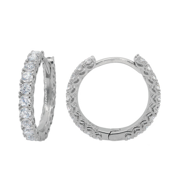 Sterling Silver 17x19mm Cubic Zirconia Inside Out Hoops