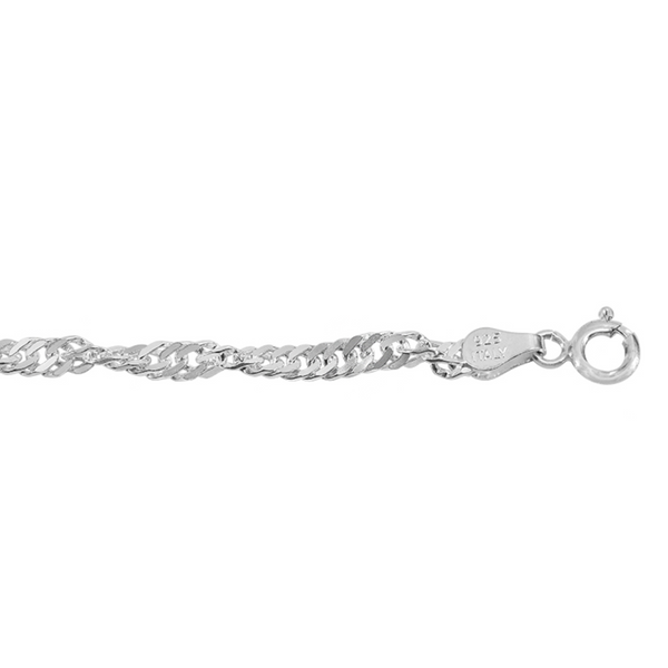Sterling Silver 7" Singapore Link Bracelet
