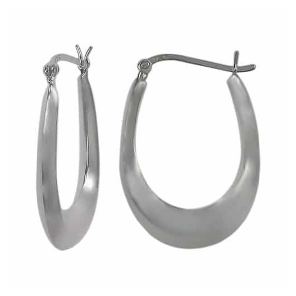 Sterling Silver Smooth Oval Hoops