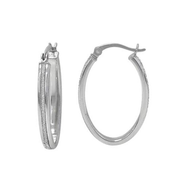 Sterling Silver Stardust Oval Hoops