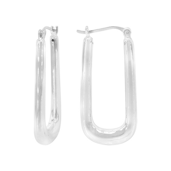 Sterling Silver Elongated Leverback Hoops