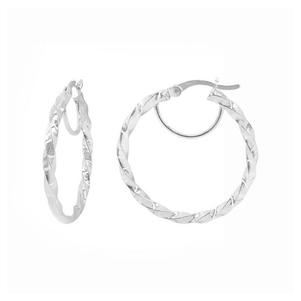 Sterling Silver Twisted Round Hoops