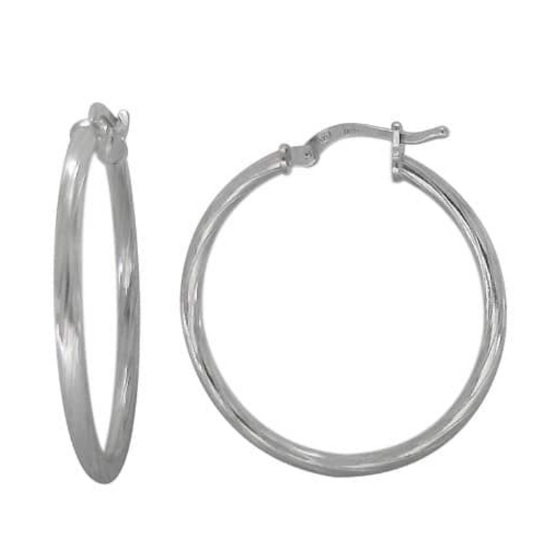 Sterling Silver Smooth Twisted Hoop Earrings