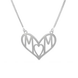 Sterling Silver 20x25mm MOM Heart 17+1" Necklace