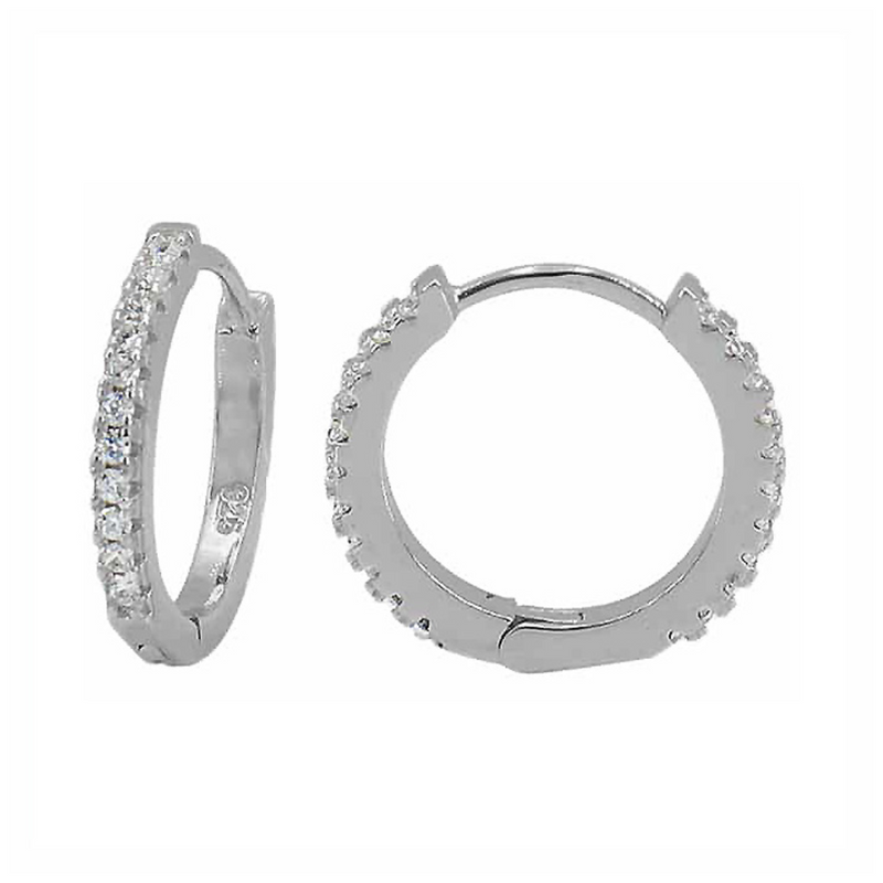 Sterling Silver 14mm Cubic Zirconia Hoops