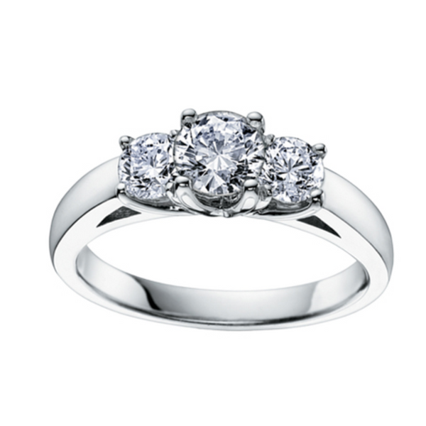 14K White Gold .33ctw Diamond Trinity Ring