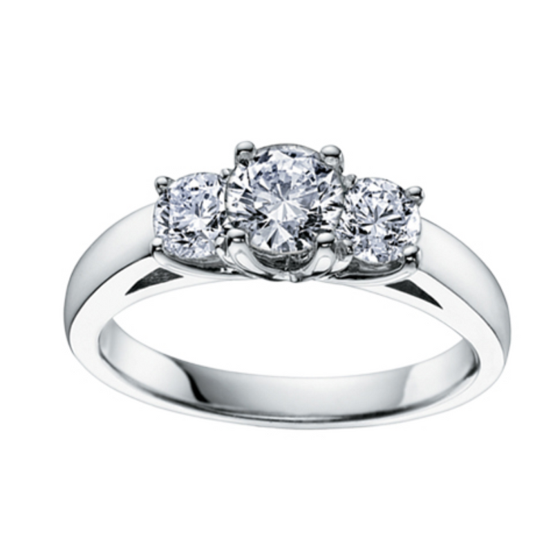 14K White Gold .33ctw Diamond Trinity Ring