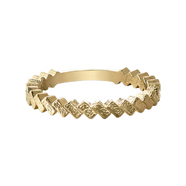 10K Yellow Gold Brushed Chi Chi Honeycomb Band