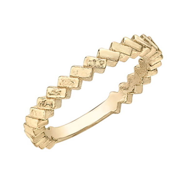 10K Yellow Gold Brushed Chi Chi Honeycomb Band