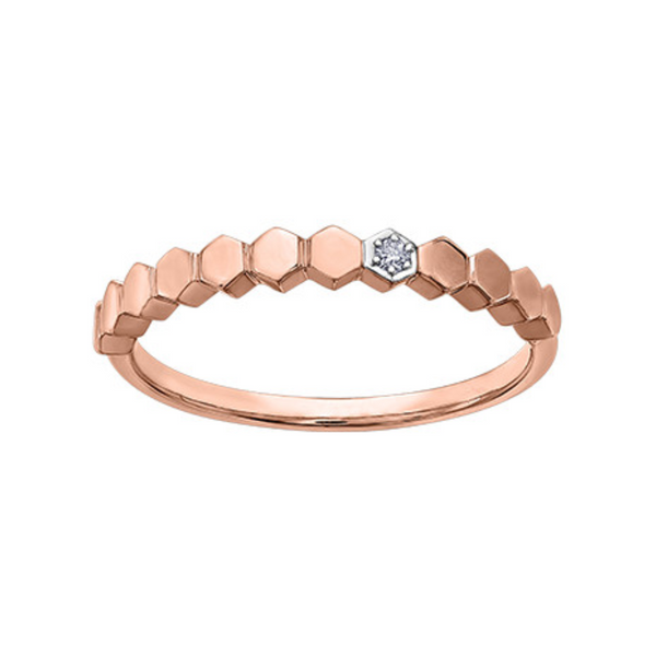 10K Rose Gold .015ct Diamond Chi Chi Honeycomb Band