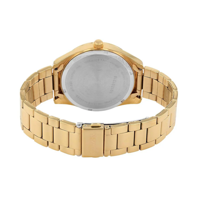Citizen WR100 Quartz Gold-Tone Watch with Blue Dial