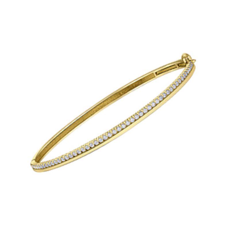 10K Yellow Gold .75ctw Diamond Bangle with Hinge