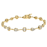 14K Yellow Gold 1.56ctw Round Brilliant and Baguette Diamond Bracelet