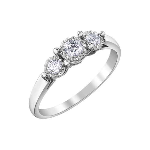 10K White Gold .29ctw Diamond Illumnaire Trinty Ring