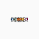 14K White Gold Natural Ceylon/Blue/Green/Pink/Orange/Yellow Sapphire & .13ctw Diamond Band