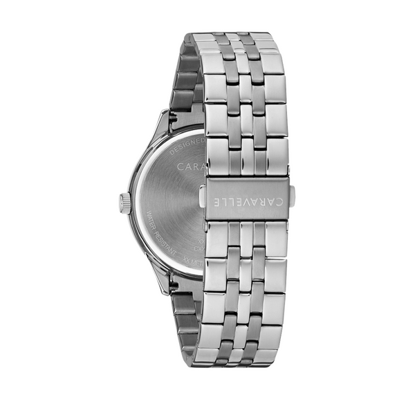 Caravelle Silver Dress Watch with Black Dial