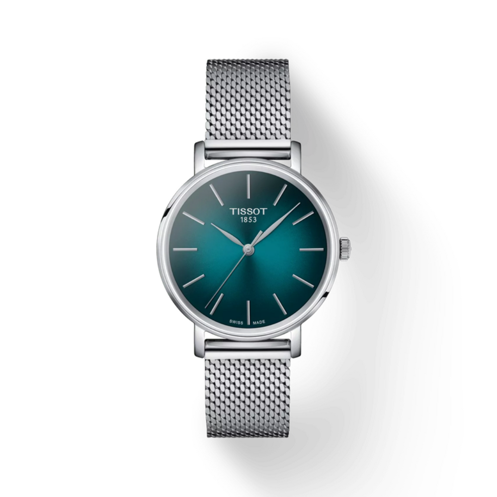 TISSOT EVERYTIME LDS SS MESH BR TURQUOISE IND Inglis Jewellers