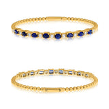 14K Yellow Gold .43CTW Diamond & Sapphire Flexi Bangle
