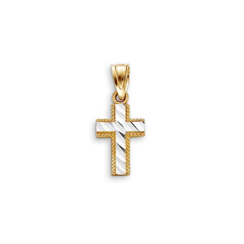 10K Yellow & White Gold Small Cross Pendant
