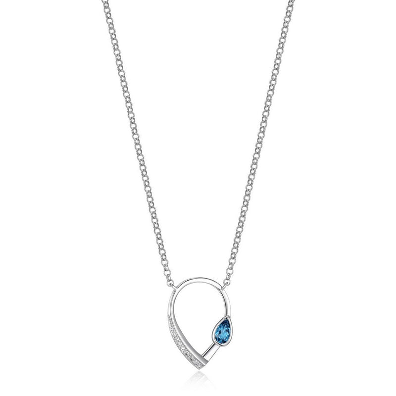 Elle Sterling Silver Blue Topaz Pendant on Chain
