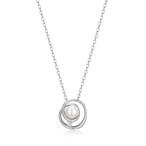 Elle "Satelite" Pearl & Moissanite Necklace with Adjustable Chain