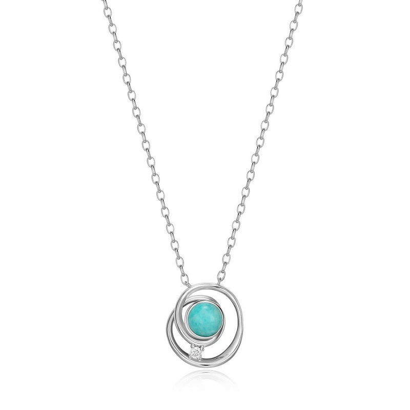 Elle "Satelite" Amazonite & Moissanite Necklace with Adjustable Chain