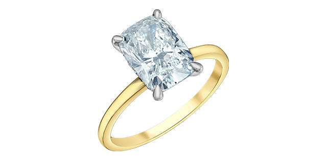 10K Yellow Gold 2.16CTW Elongated Cushion Cut Solitaire With Hidden Halo