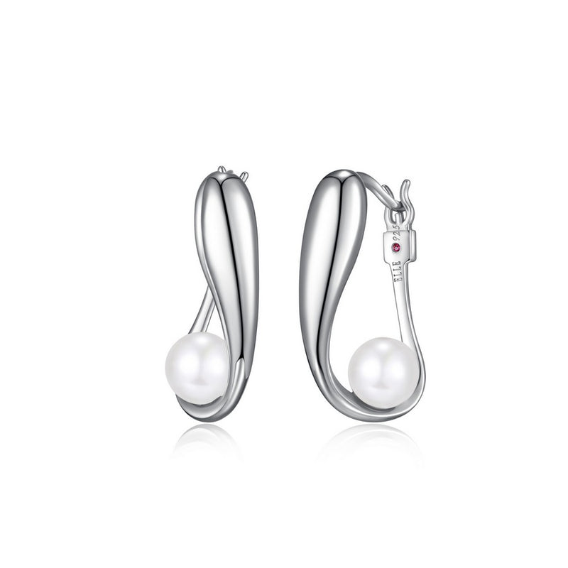 Elle 'Caramel" White Shell Hoop Earrings