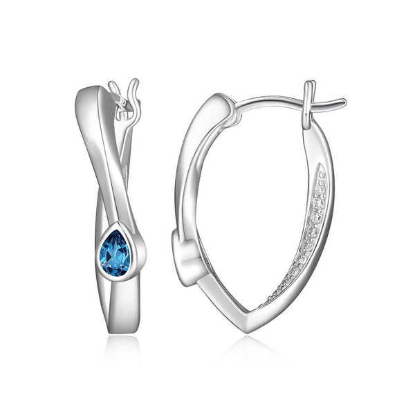 Elle Stering Silver Blue Topaz Hoops
