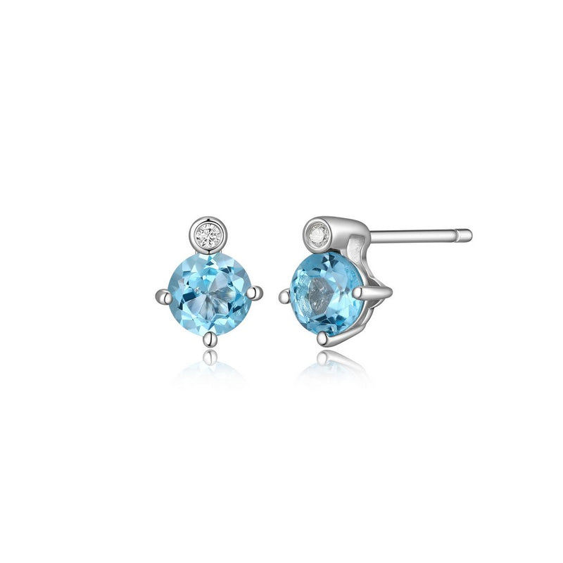 Elle "Birthstone" Blue Topaz Stud Earrings