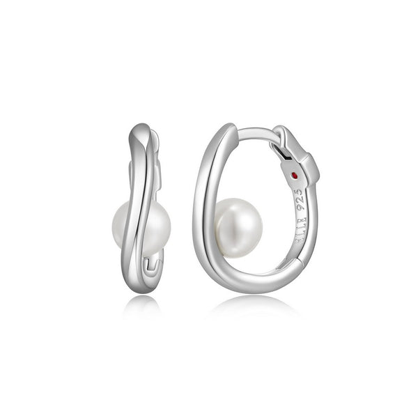 Elle "Luna" Pearl Hoop Earrings
