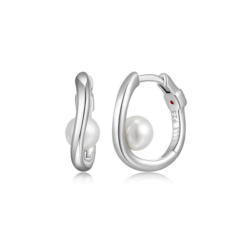 Elle "Luna" Pearl Hoop Earrings