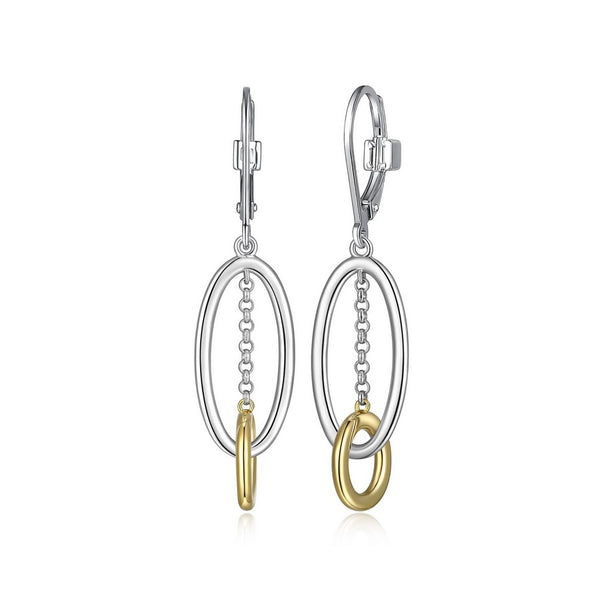 Elle "Circadia" Two Tone Oval & Circle Drop Earrings