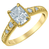 14K Yellow Gold 2.16CTW Elongated Cushion Lab Grown Diamond Ring
