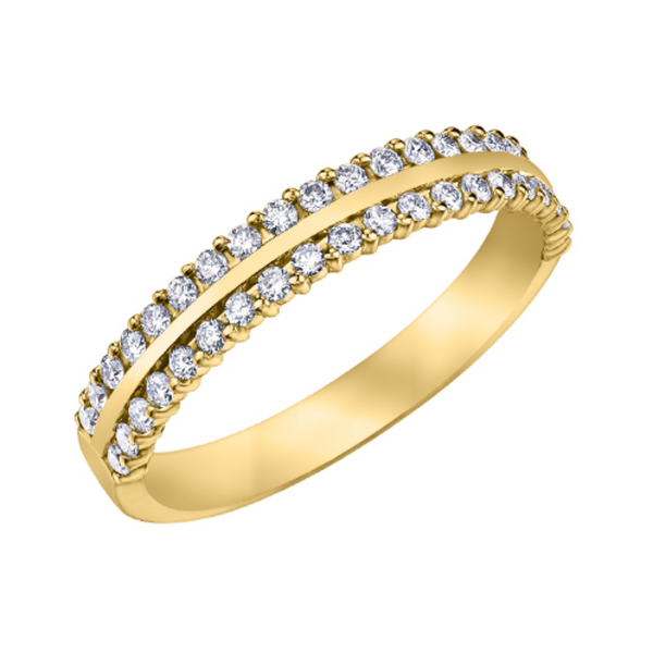10K Yellow Gold .33ctw Diamond Two Row Ring
