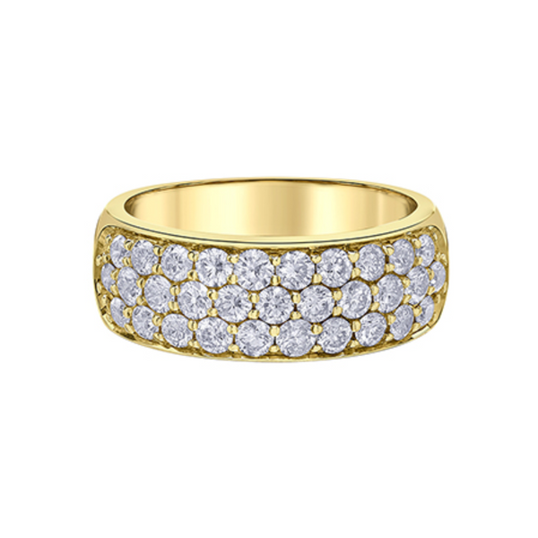10K Yellow Gold 1.003ctw Diamond Wide Three Row Band