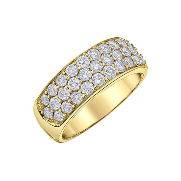 10K Yellow Gold 1.003ctw Diamond Wide Three Row Band