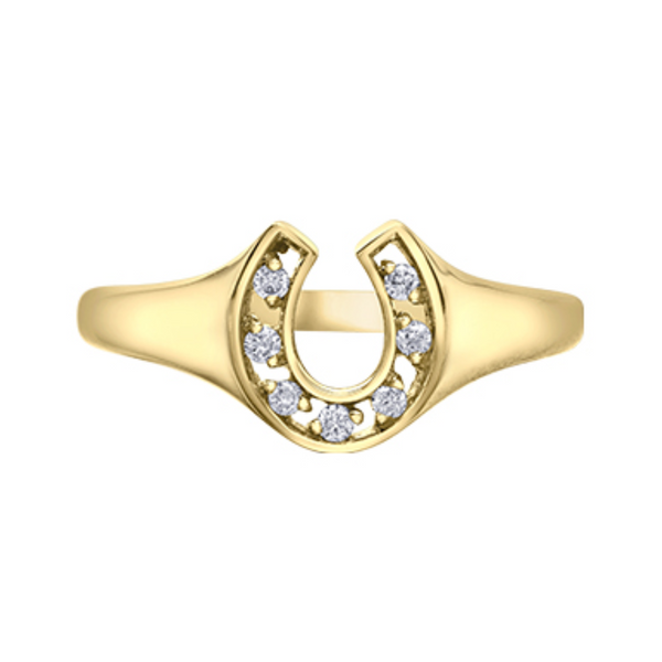 10K Yellow Gold .07ctw Diamond Horseshoe Ring