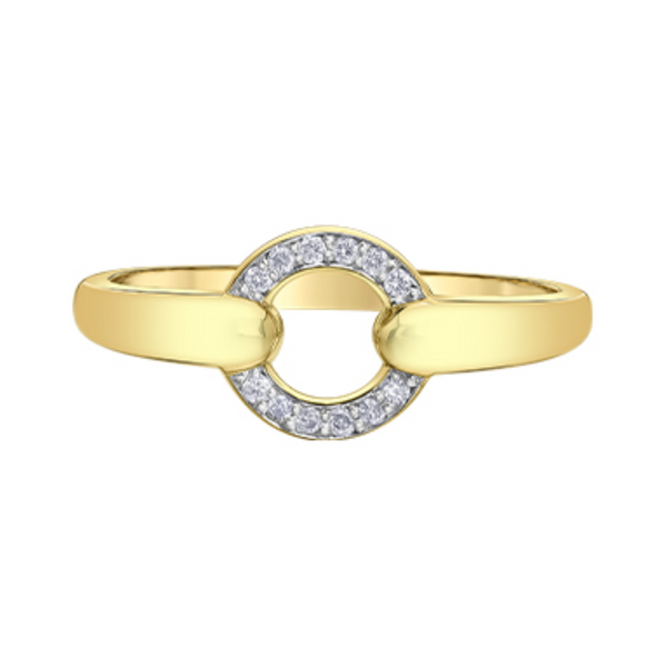 10K Yellow & White Gold .06ctw Diamond Open Circle Ring